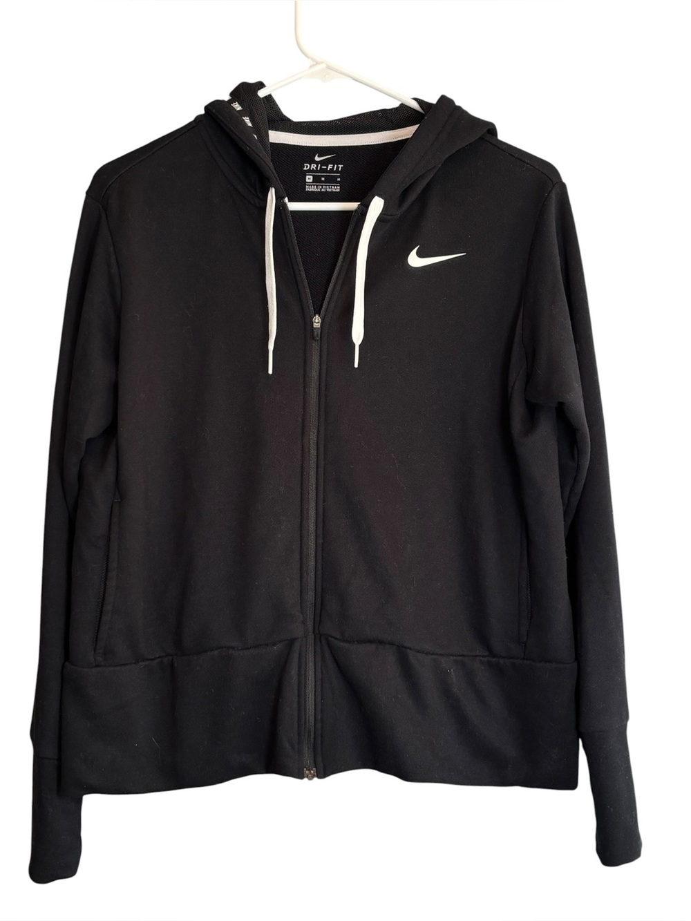 Nike Dri-FIT Black Full Zip Hooded Jacket Women’s Medium Athletic Hoodie